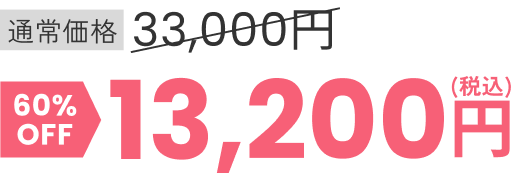 通常価格33,000円から60%OFFで13,200円(税込)