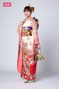 振袖&長襦袢 正絹 金彩刺繍絞り 群鶴 成人式 着物 kimono A-1132-