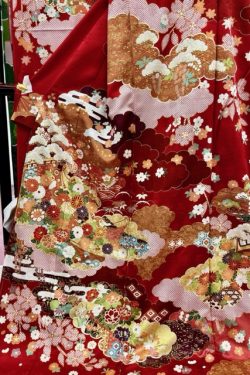 赤地 裾黒 古典柄 正絹振袖【158】 – SAKURA TOKYO - 着物・浴衣