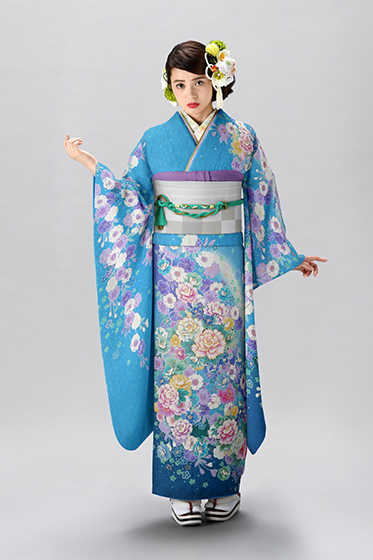 気質アップ ［6814］訪問着 美品 袷 着物 正絹 ぼかし染 草花文様 友禅