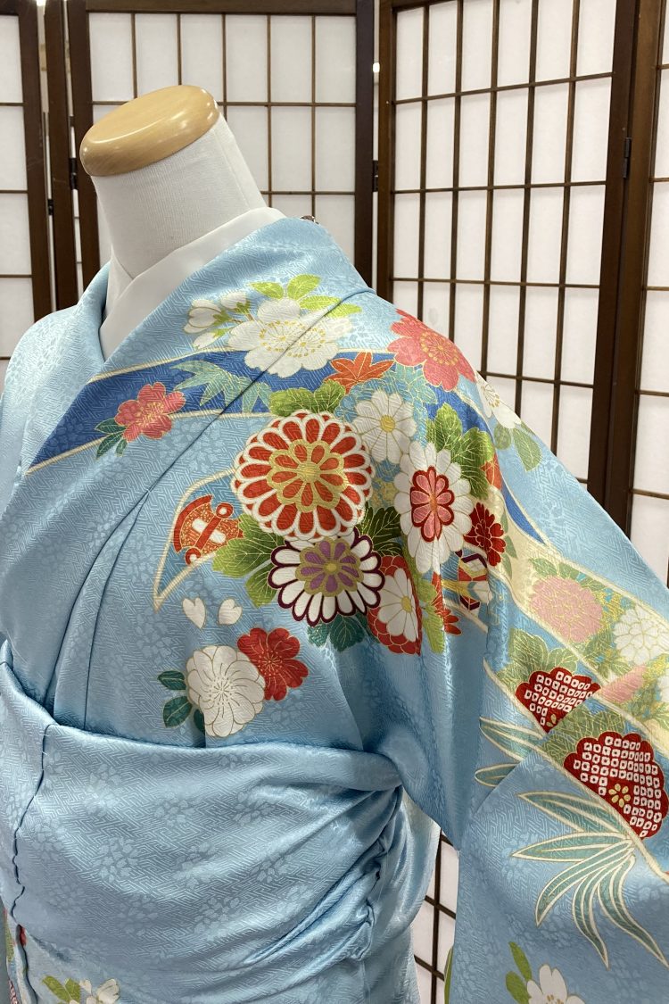 豆千代ふりふ夢工房くるりお好きな方に❣️撫松庵絽縮緬セオαシルクポリ夏着物単品 豆千代ふりふ夢工房くるりお好きな方に❣️撫松庵絽縮緬セオα