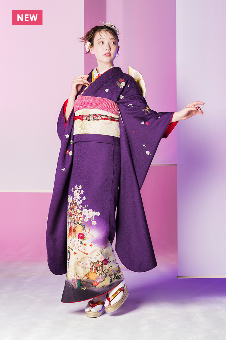 No.1029 【新品/京友禅】気品のある紫色でちょっと背伸びして、桜
