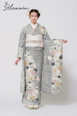 No.1191 【新品/京友禅】【オリジナルブランド】グレーに広がる牡丹が