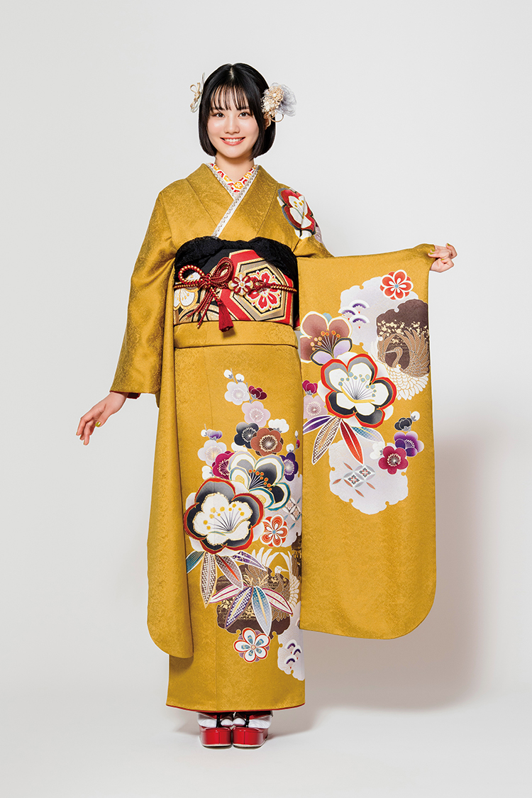京都きもの友禅　振袖　フルセット　成人式 No.1067 【新品/京友禅】クールなからし色にインパクトのある梅