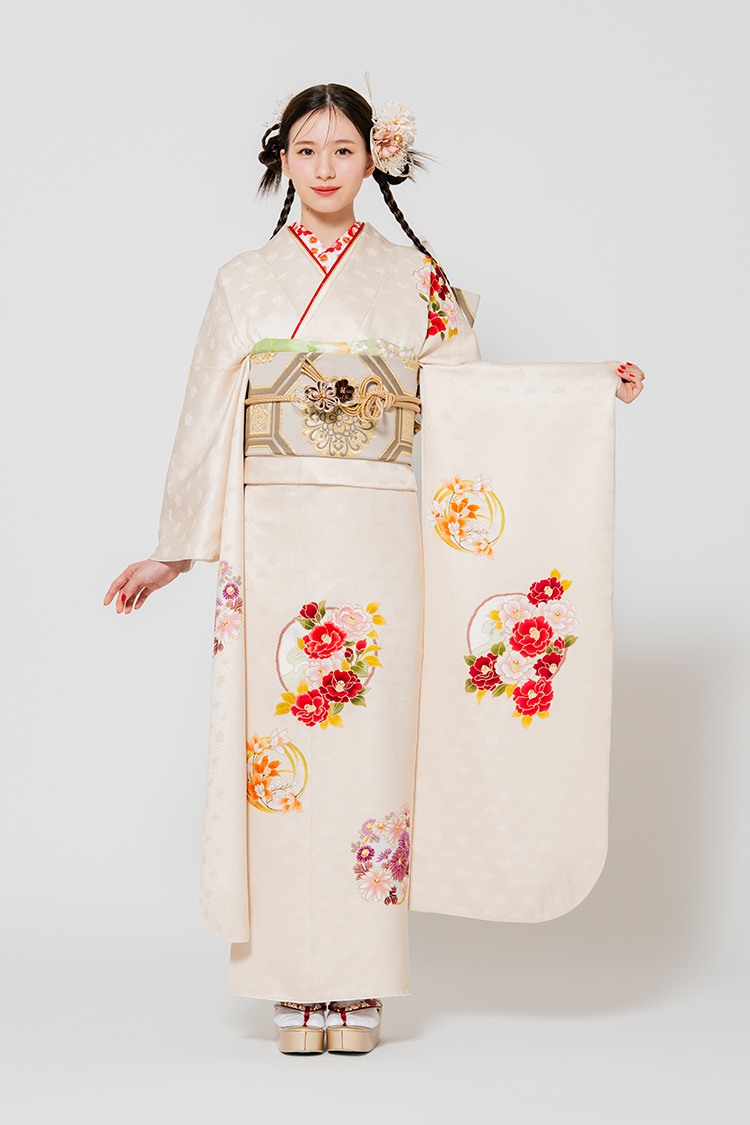 No.1047 【新品/京友禅】やわらかなアイボリーの地色に優しい色