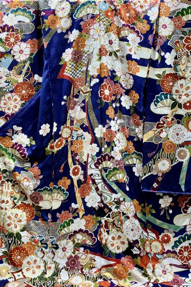 正絹　紺　古典