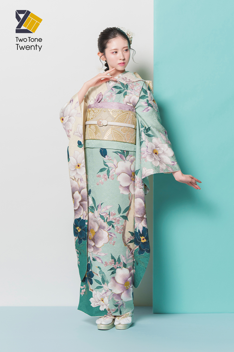 【着物　帯なし】　藤色 花柄　手書き　京友禅　振袖 着物 着物 帯なし】 藤色 花柄 手書き 京友禅 振袖 着物 着物 帯なし】 藤色