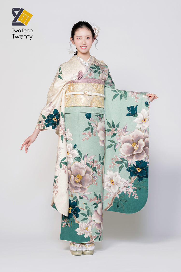 No.1134 【新品/京友禅】【オリジナルブランド】白×ミントグリーンの